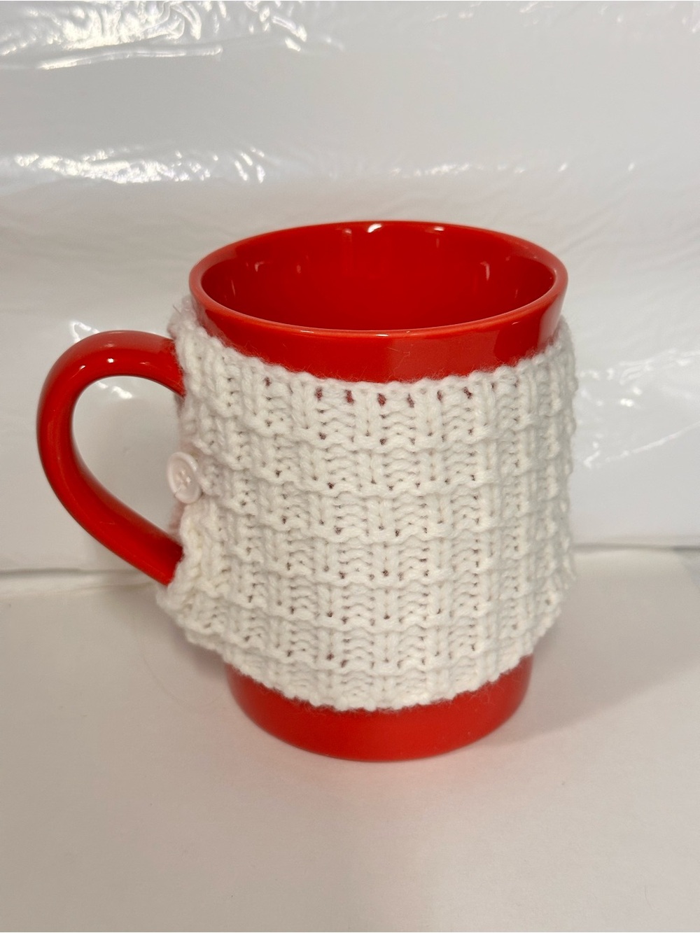 Threshold Red Ceramic Coffee Mug with Removable Knit Sweater (12 Available)